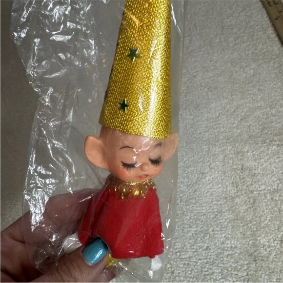 Vintage Elf Pixie Christmas Ornament-MCM-Blow Mold-50s-60s-Retro Decor-Japan-New - Picture 2 of 5